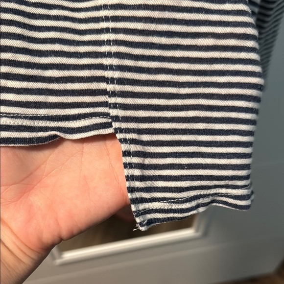 Left of Center (Anthropologie) Linen Blend Striped Tank w/ unique hem - Picture 4 of 7
